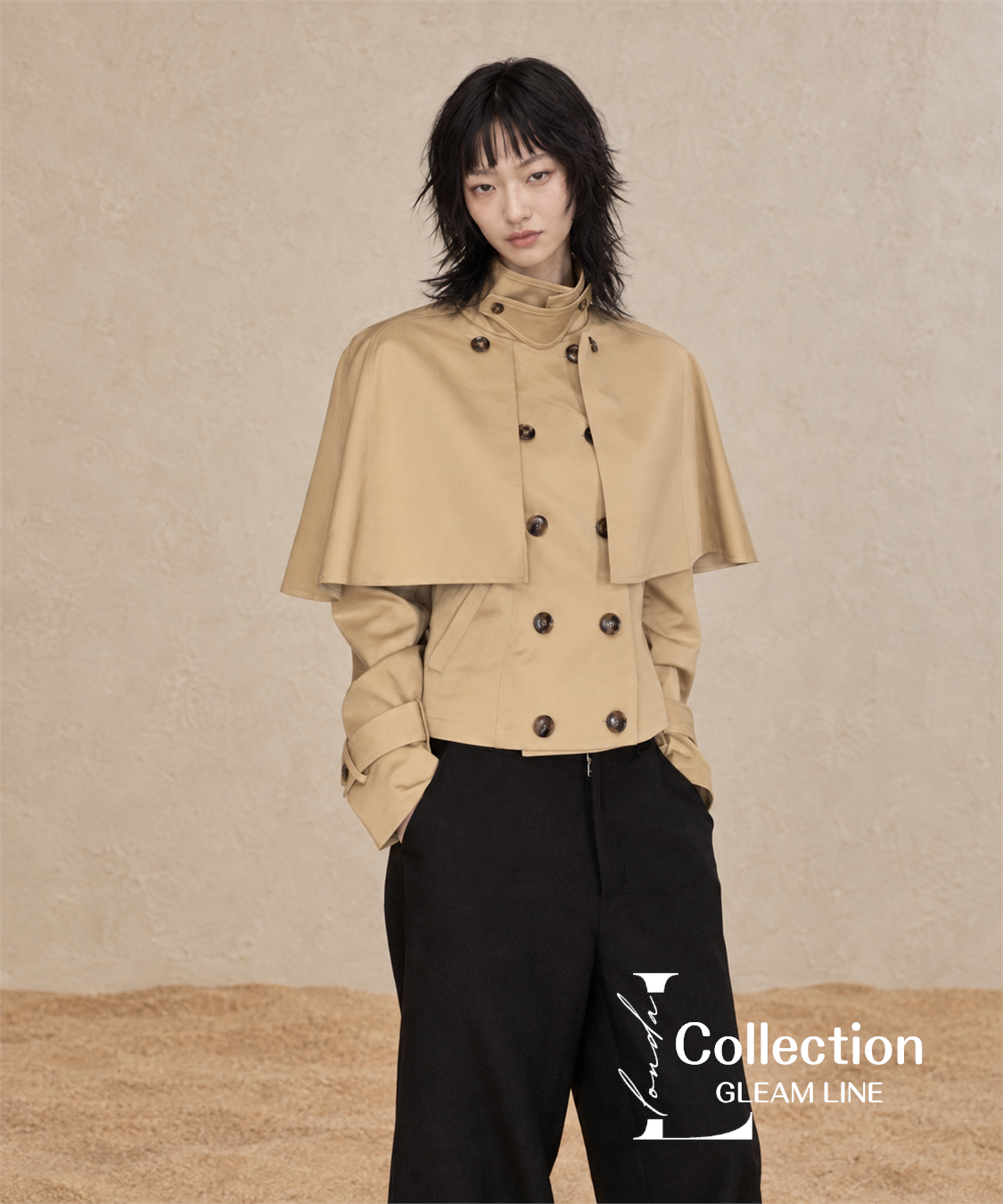 Veyra Cape Trench Coat — Khaki — 13