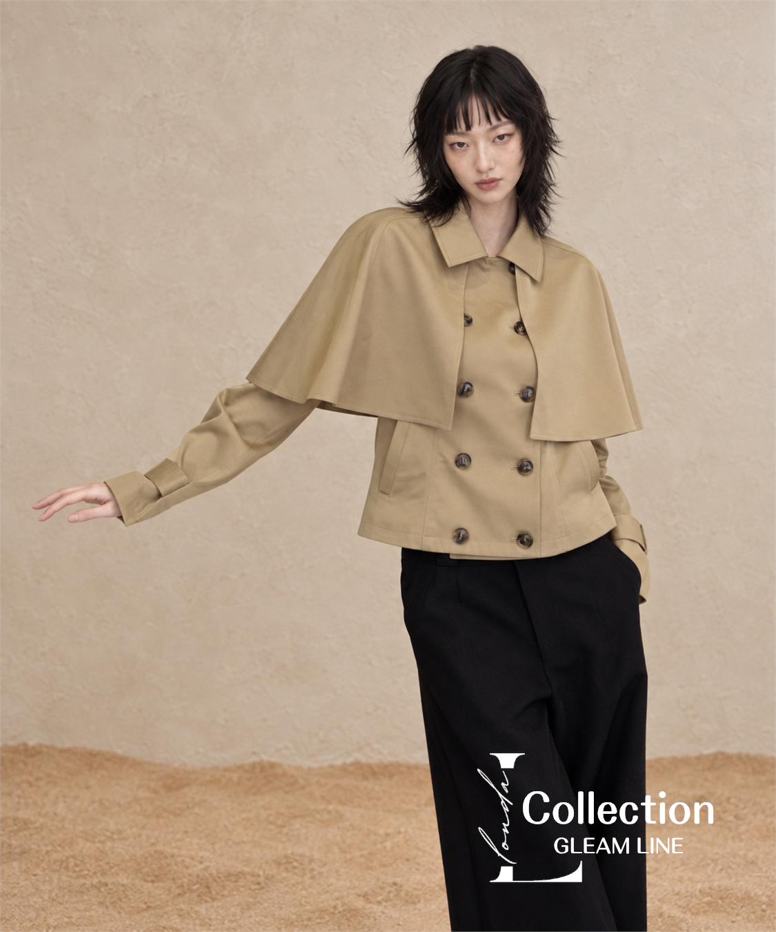 Veyra Cape Trench Coat — Khaki — 14