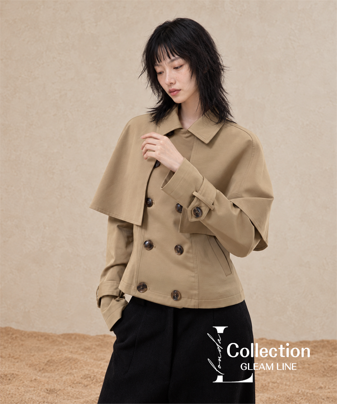 Veyra Cape Trench Coat — Khaki — 5