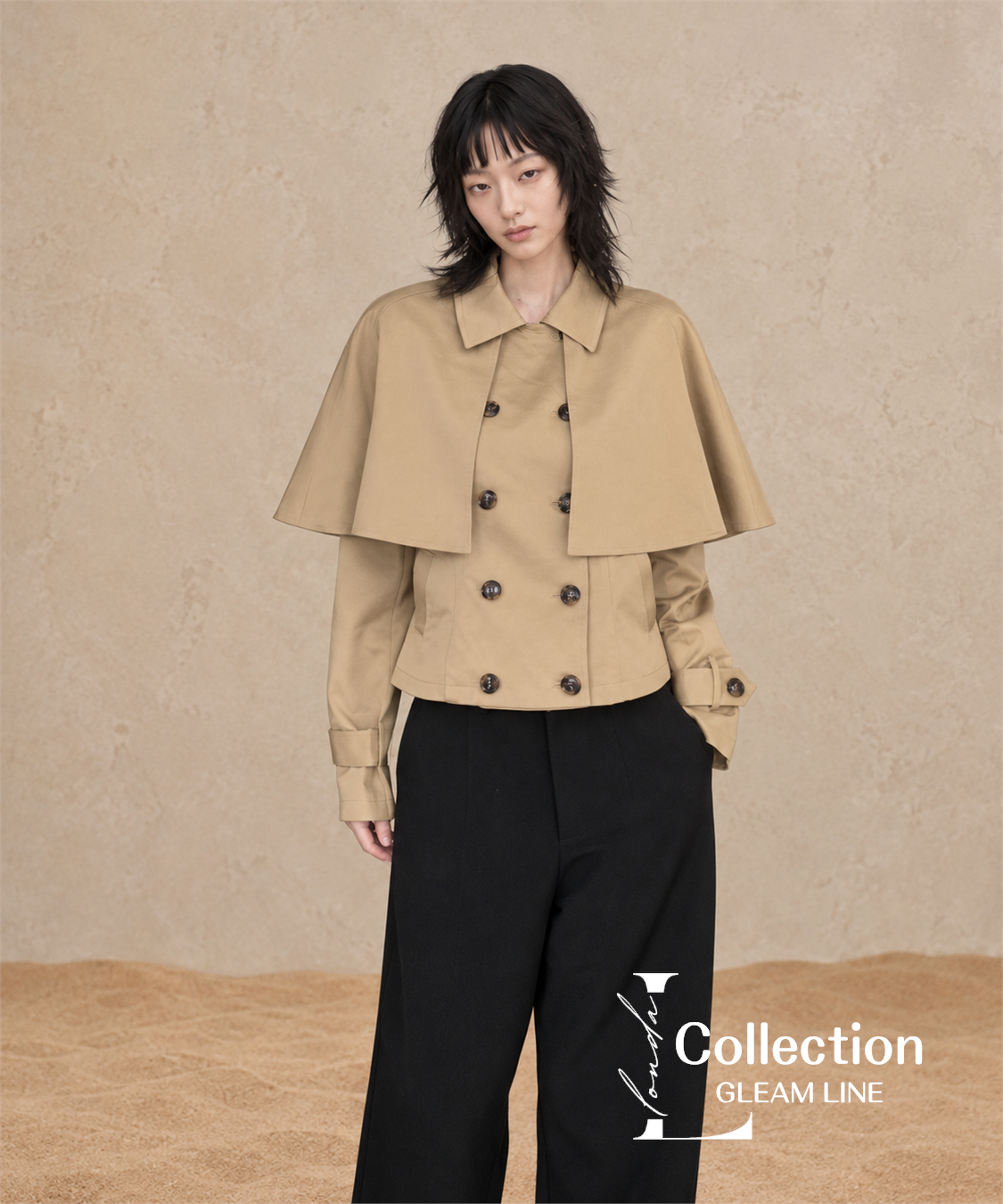 Veyra Cape Trench Coat — Khaki — 8