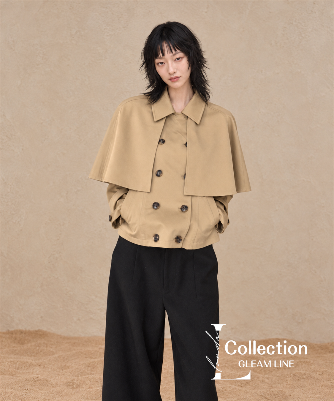 Veyra Cape Trench Coat — Khaki — 9