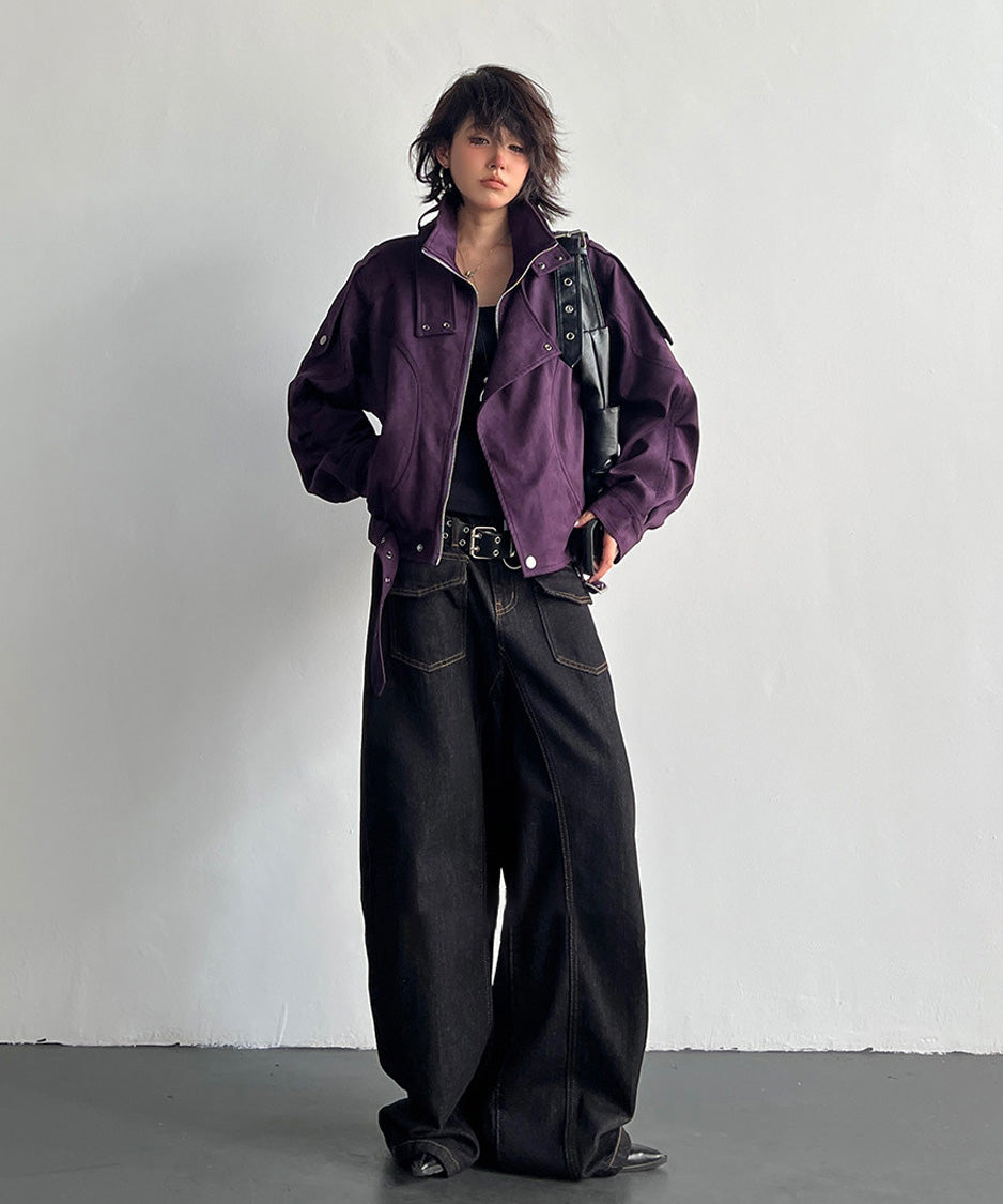 JA-384 Purple ジャケット モデル着用 全身 1