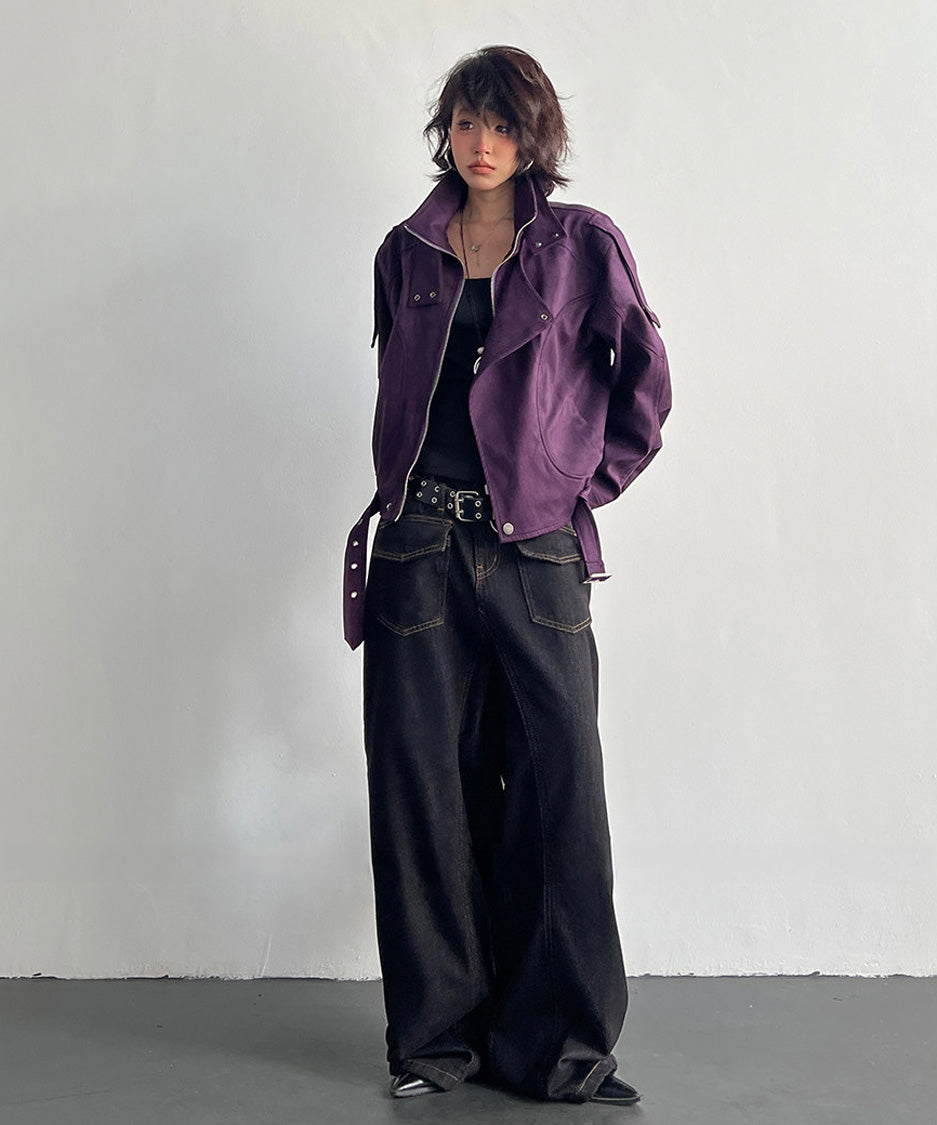 JA-384 Purple ジャケット モデル着用 全身 2