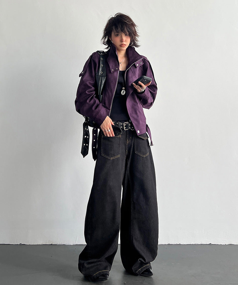 JA-384 Purple ジャケット モデル着用 全身 3