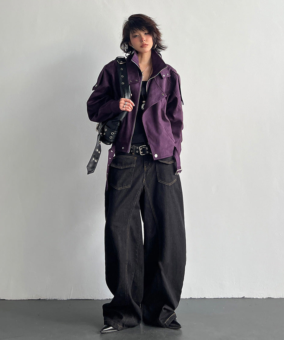 JA-384 Purple ジャケット モデル着用 全身 4
