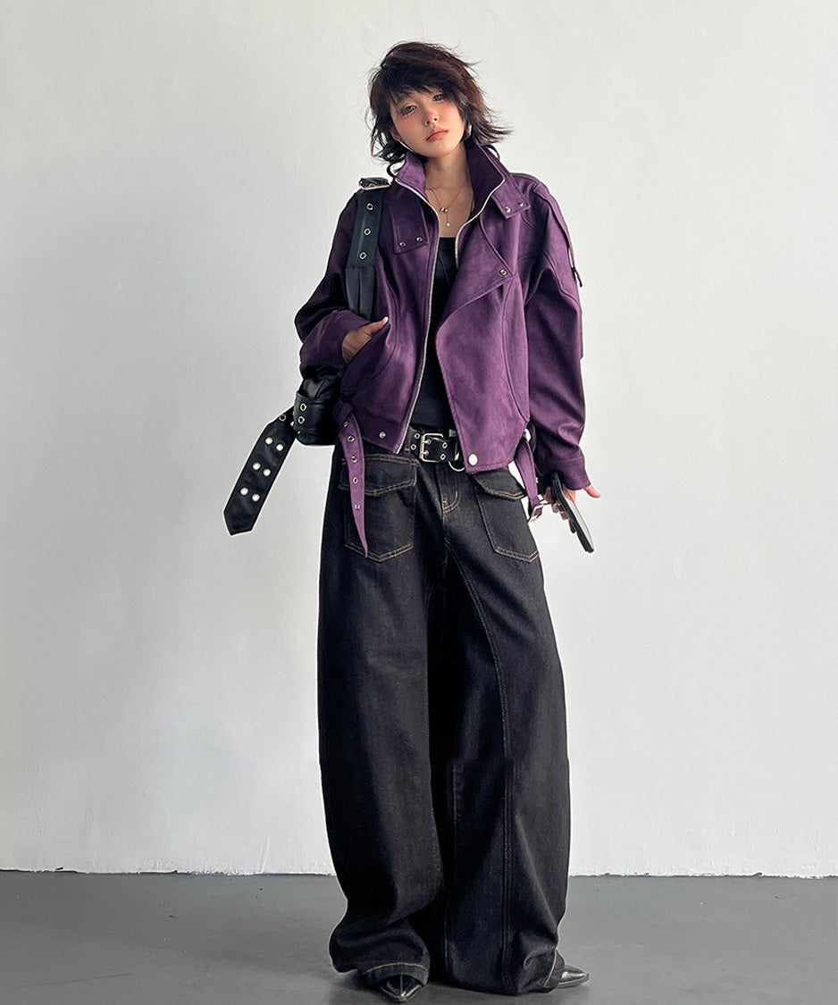JA-384 Purple ジャケット モデル着用 全身 5