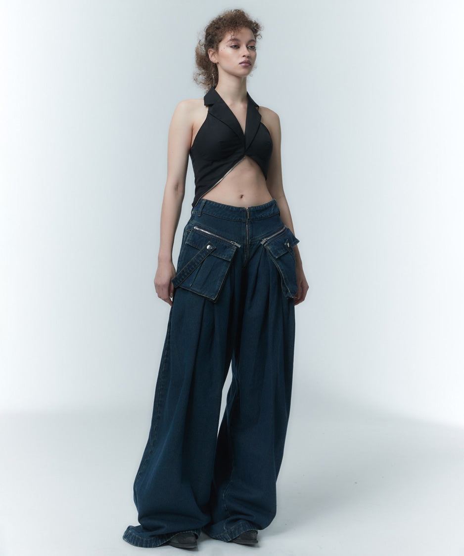 Pocket Layer Curve Pants