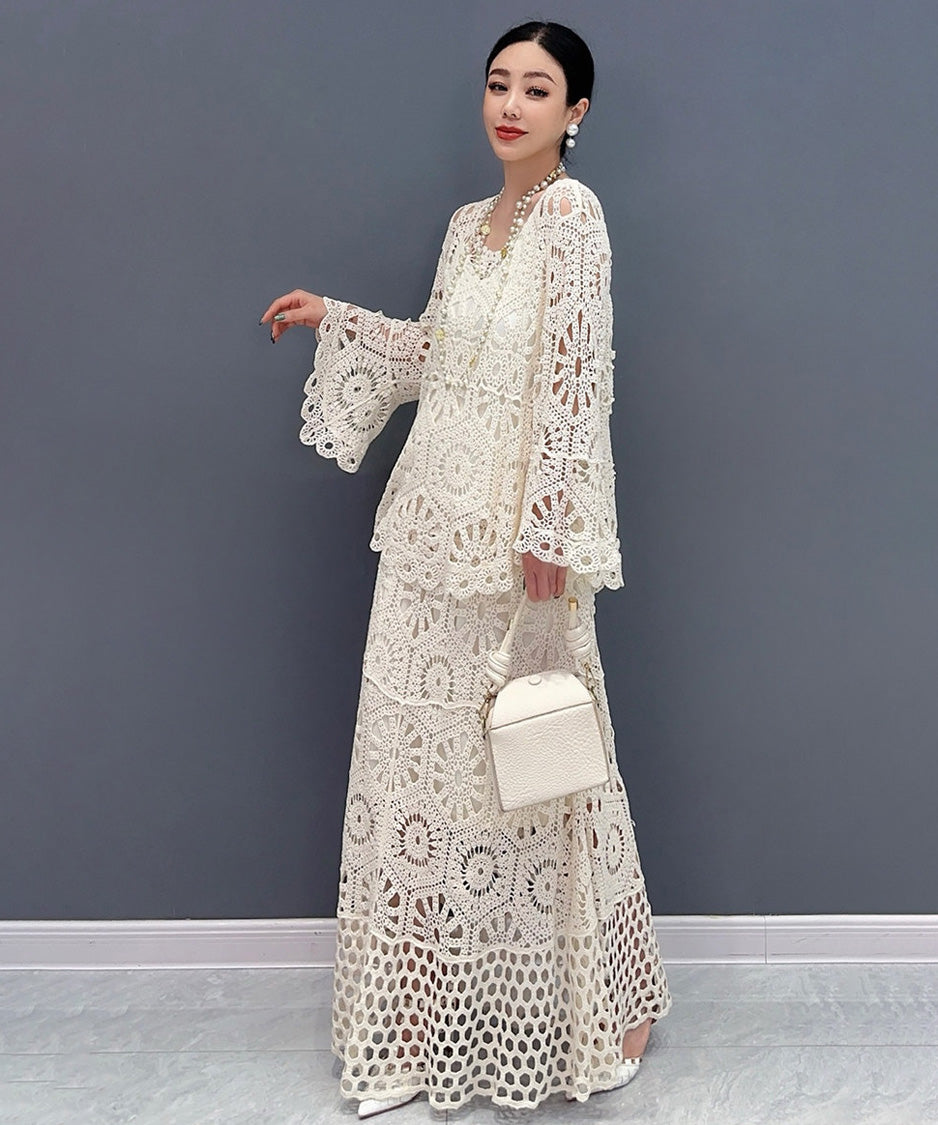 Lace Flow Top＆Skirt Co-ord