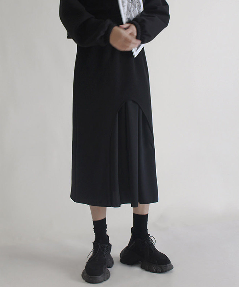Chiffon Panel Sweat Skirt