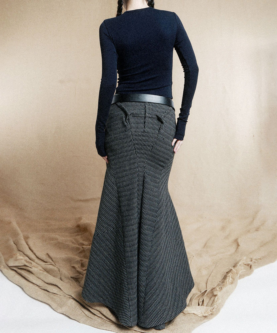 Rib Drape Flare Skirt