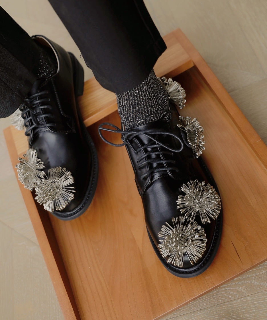Metal Cluster Decor Derby Shoes