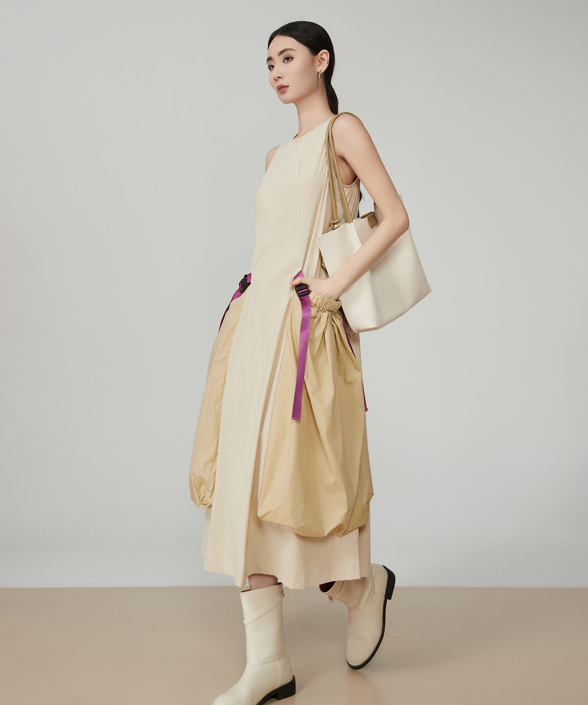 Pocket Accent Drape Dress