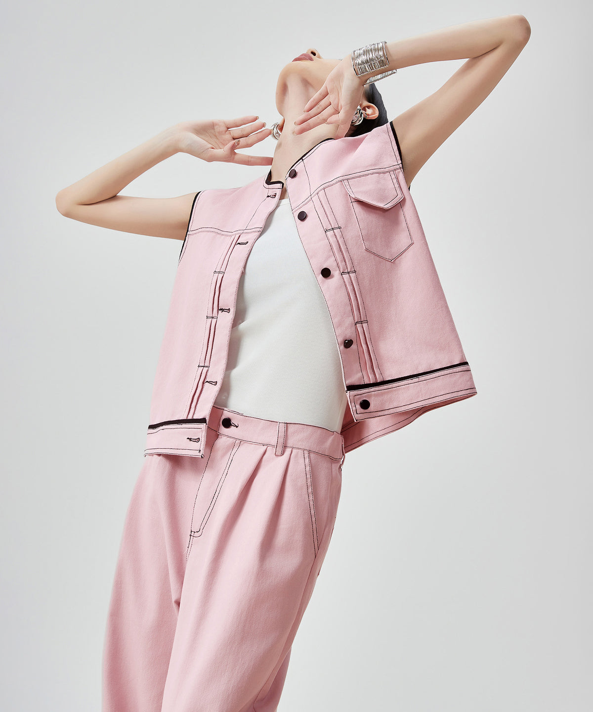 Contrast Stitch Pink Denim Series