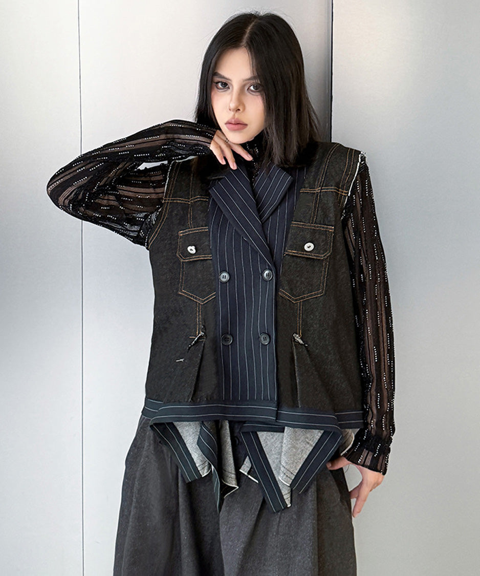 Layered Pinstripe Docking Vest