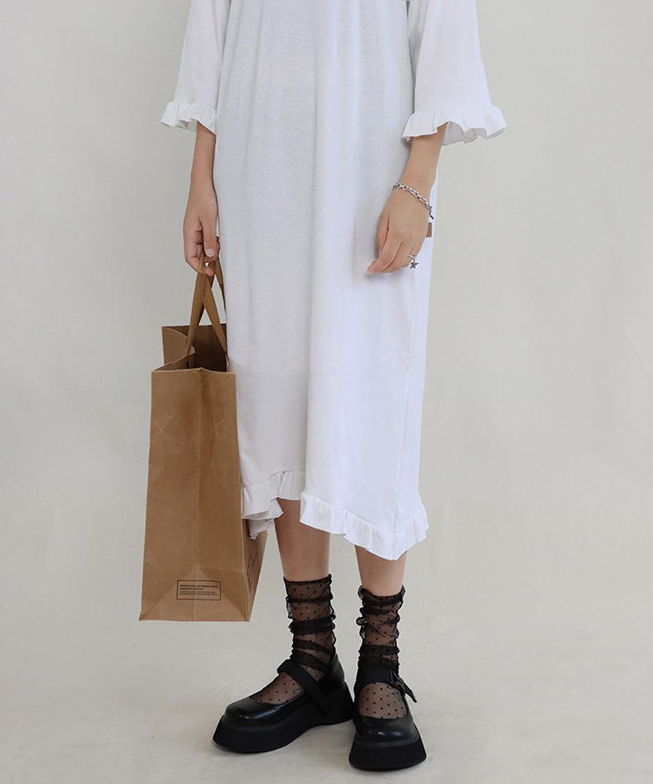 Ripple Shoulder Midi Dress