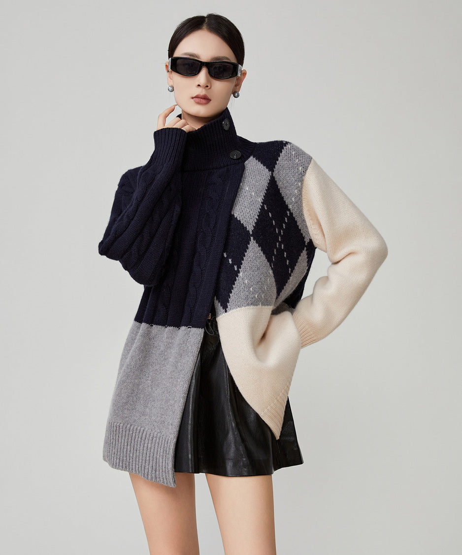 Argyle Cable Highneck Knit