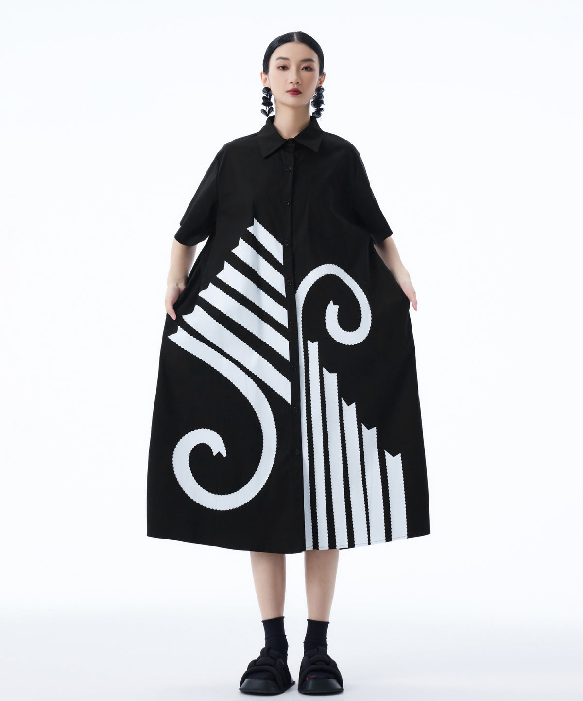 Graphic Flare Shirt Dress