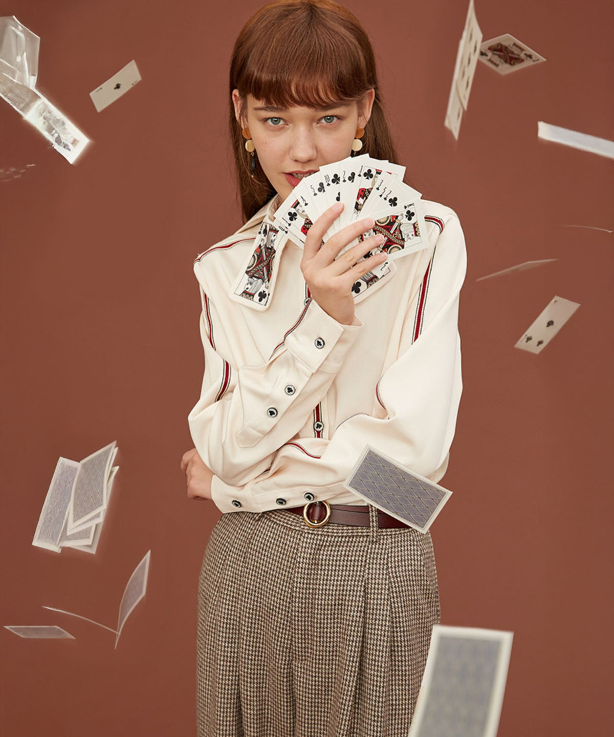 Card Collar Trimmed Blouse