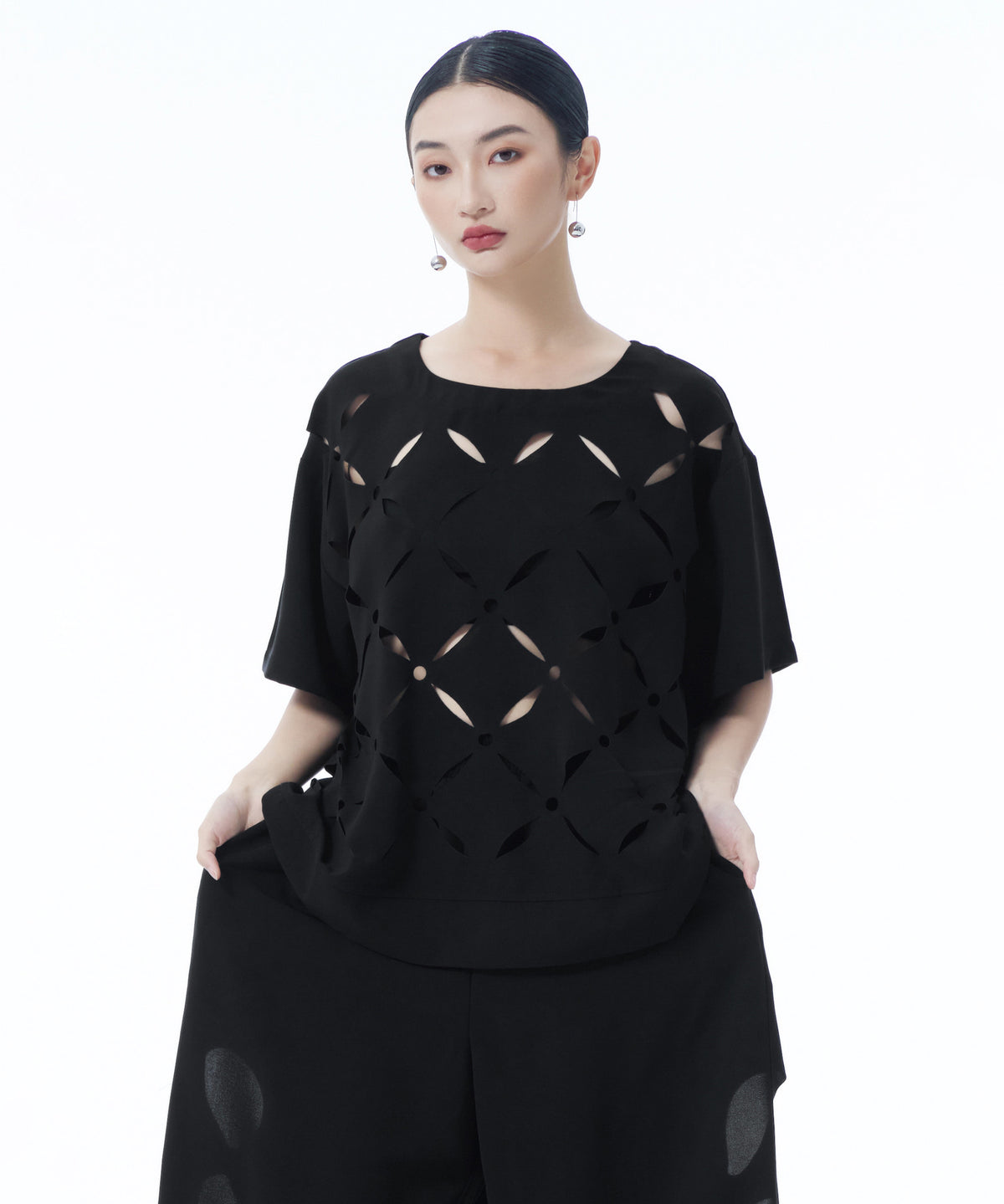 Cutout Cross Motif Top