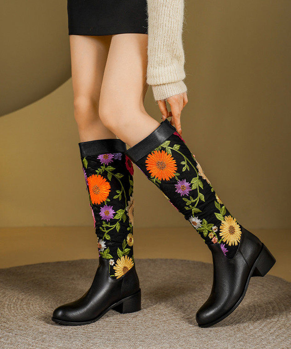 Ornament Embroidered Tall Boots