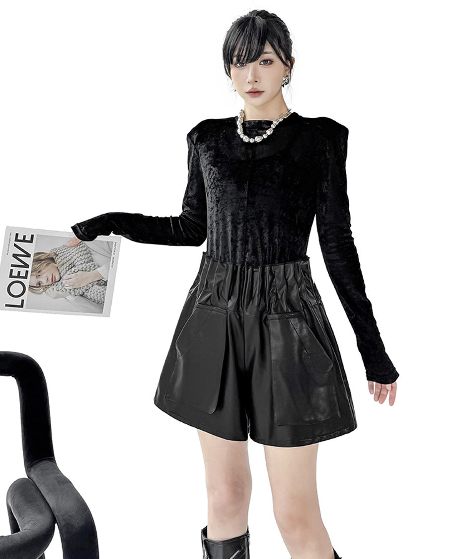 Glossy Wide Short Pants