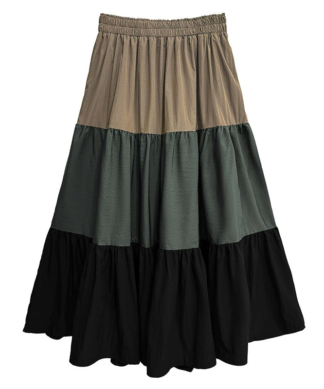 Color Block Tiered Maxi Skirt