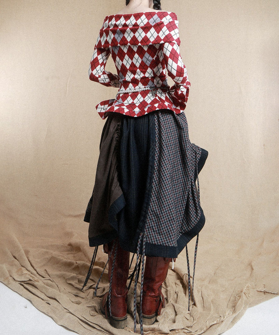 Argyle OffShoulder Fit Top