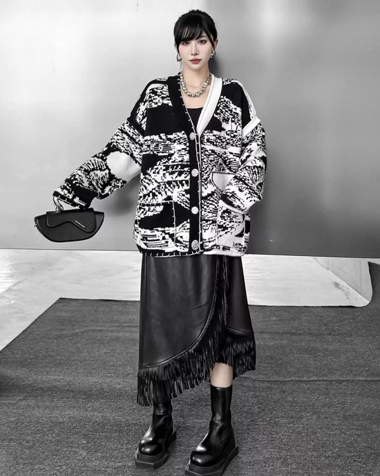Graphic Knit Cardigan