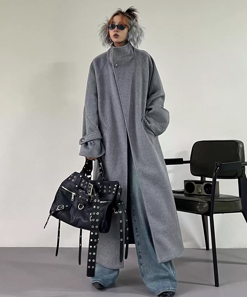Long Soft Collarless Coat