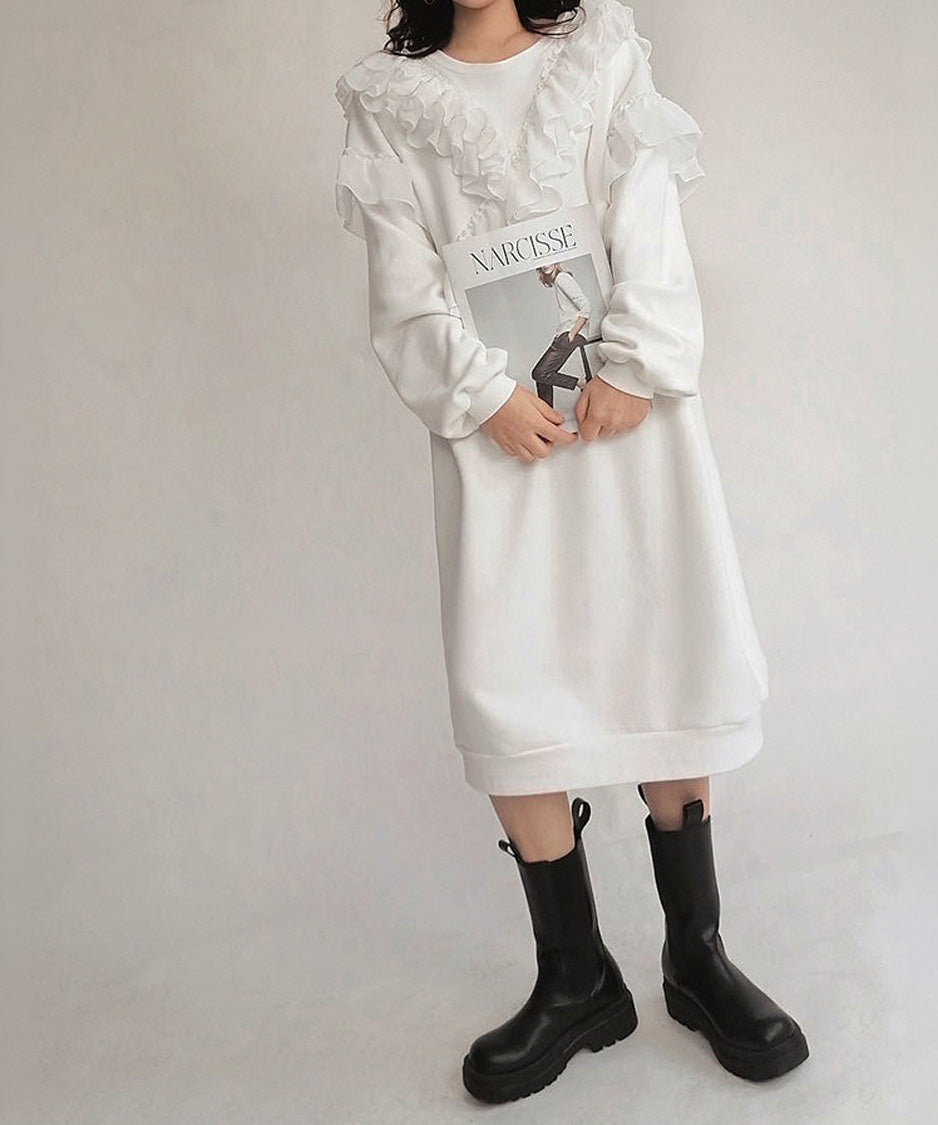 Airy Frill Sweat Dress