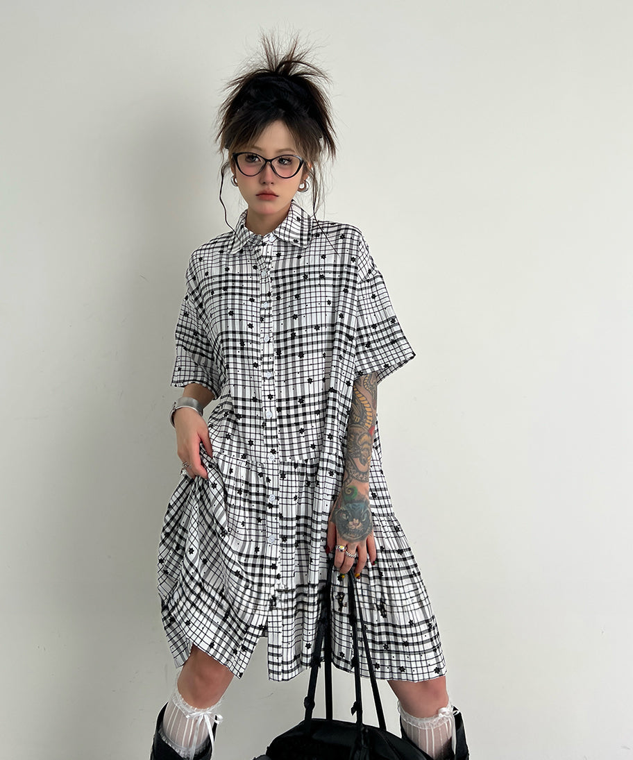 Star Monochrome Check Dress