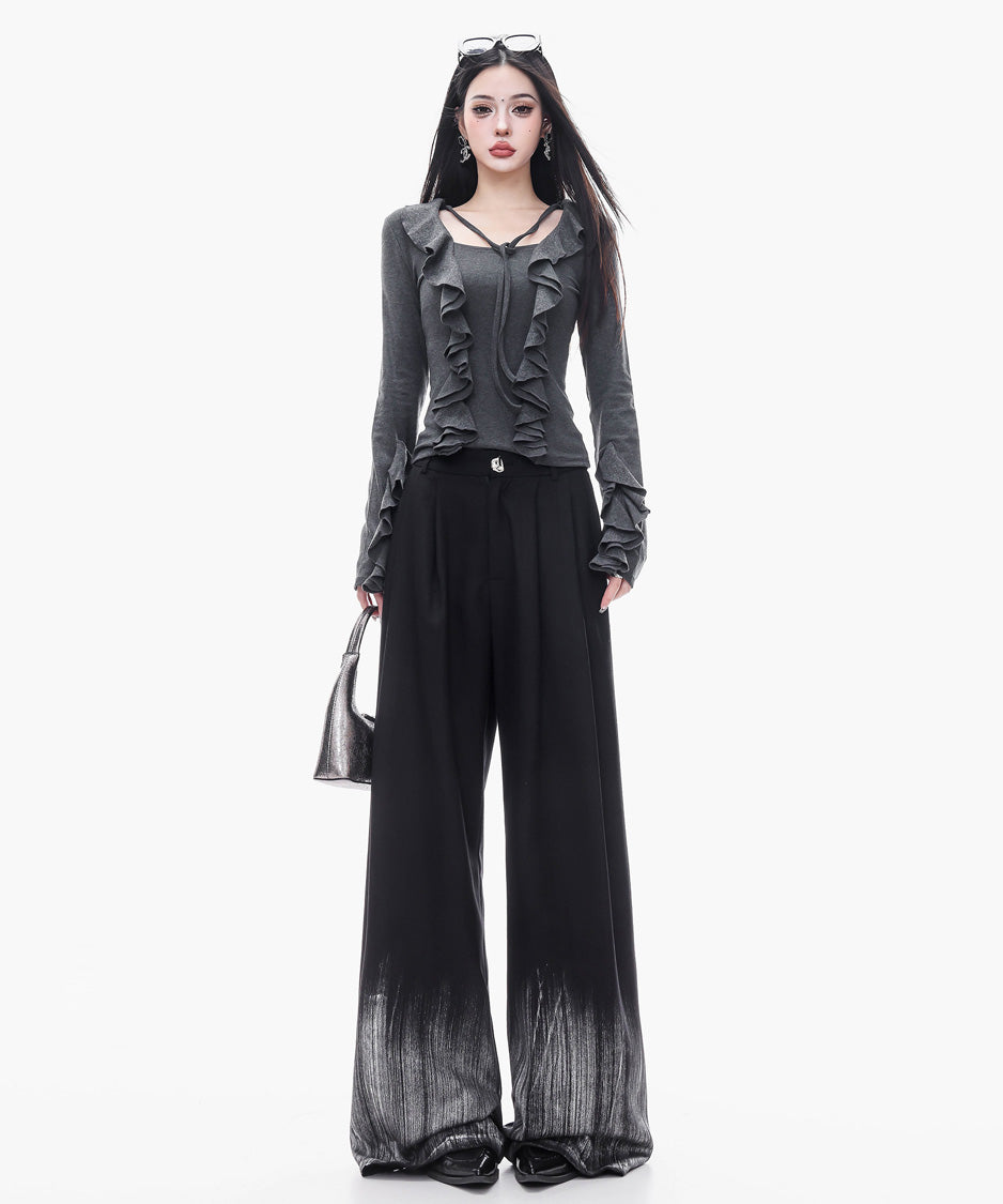 Ruffle Trim Slim Fit Top