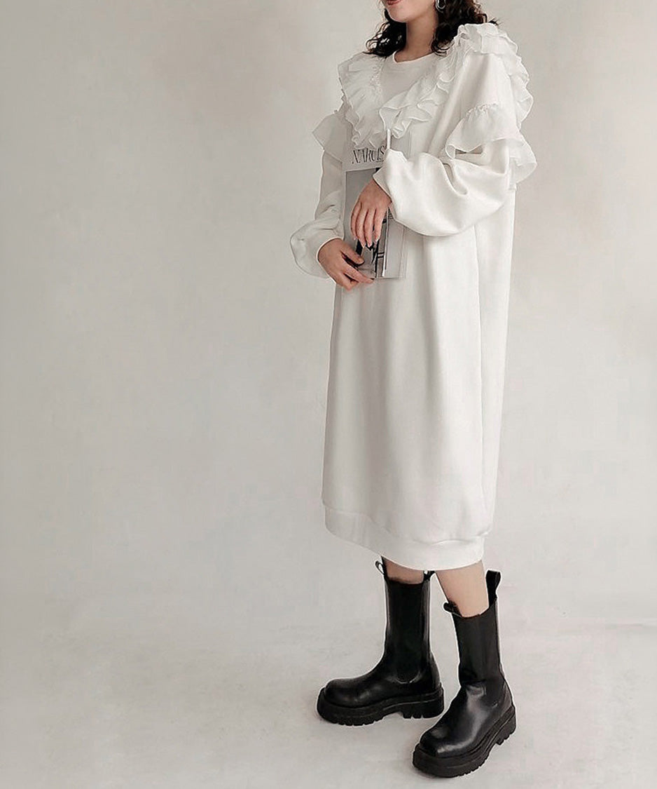 Airy Frill Sweat Dress