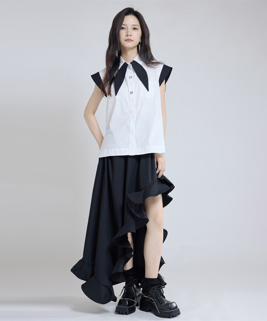 Contrast Collar Blouse