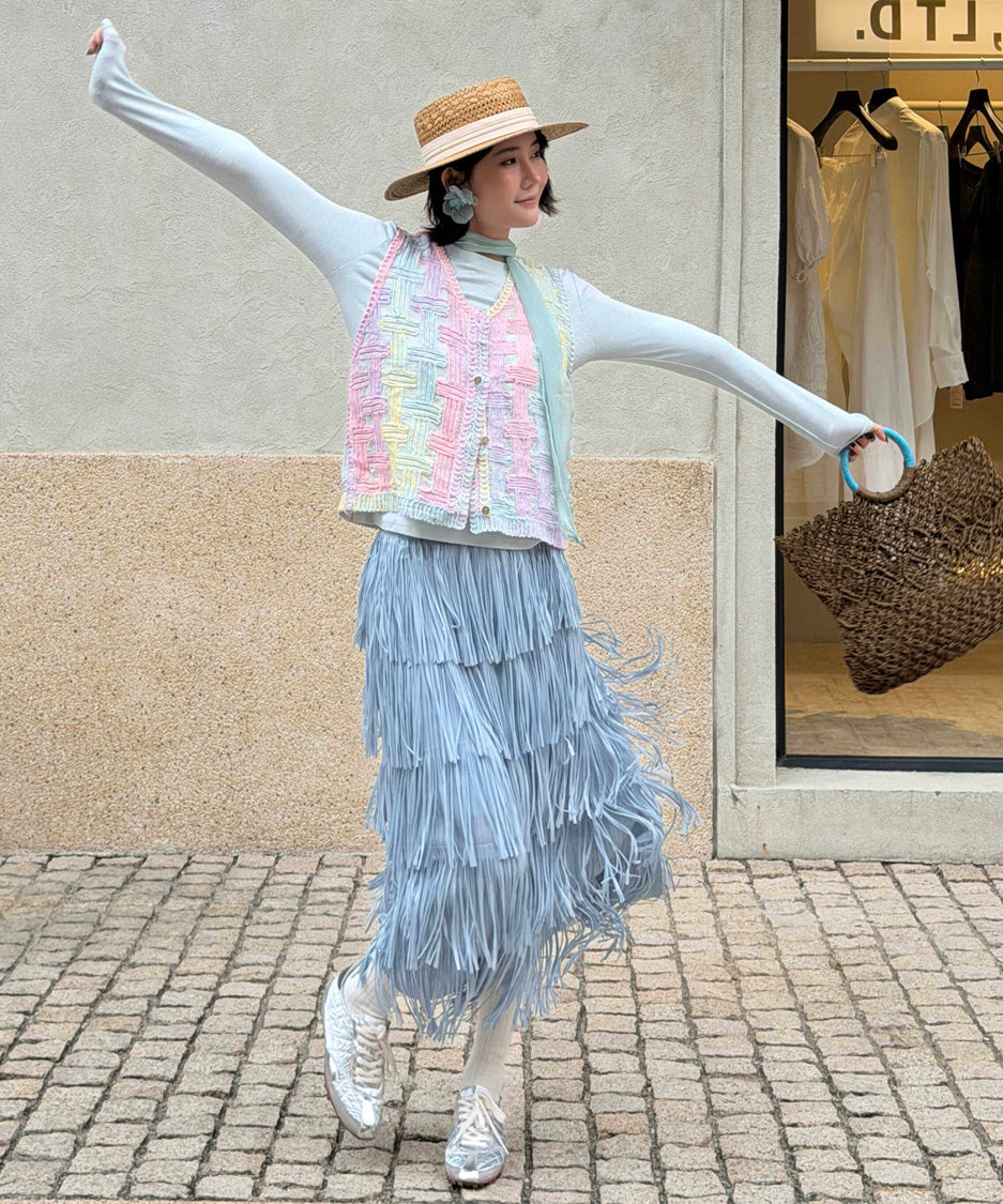 Pastel Grid Knit Vest