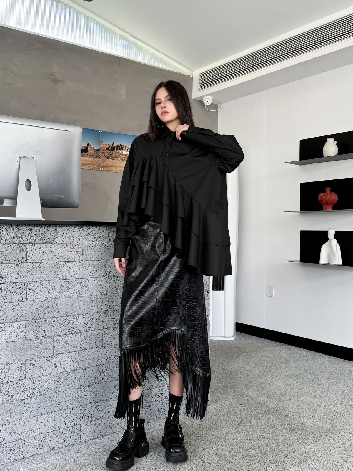 Cascade Layer Frill Blouse