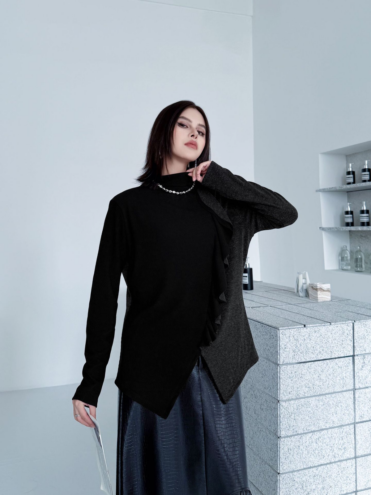 Frill Panel Contrast Top