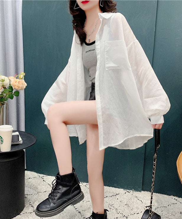 Airy Stripe Over Blouse