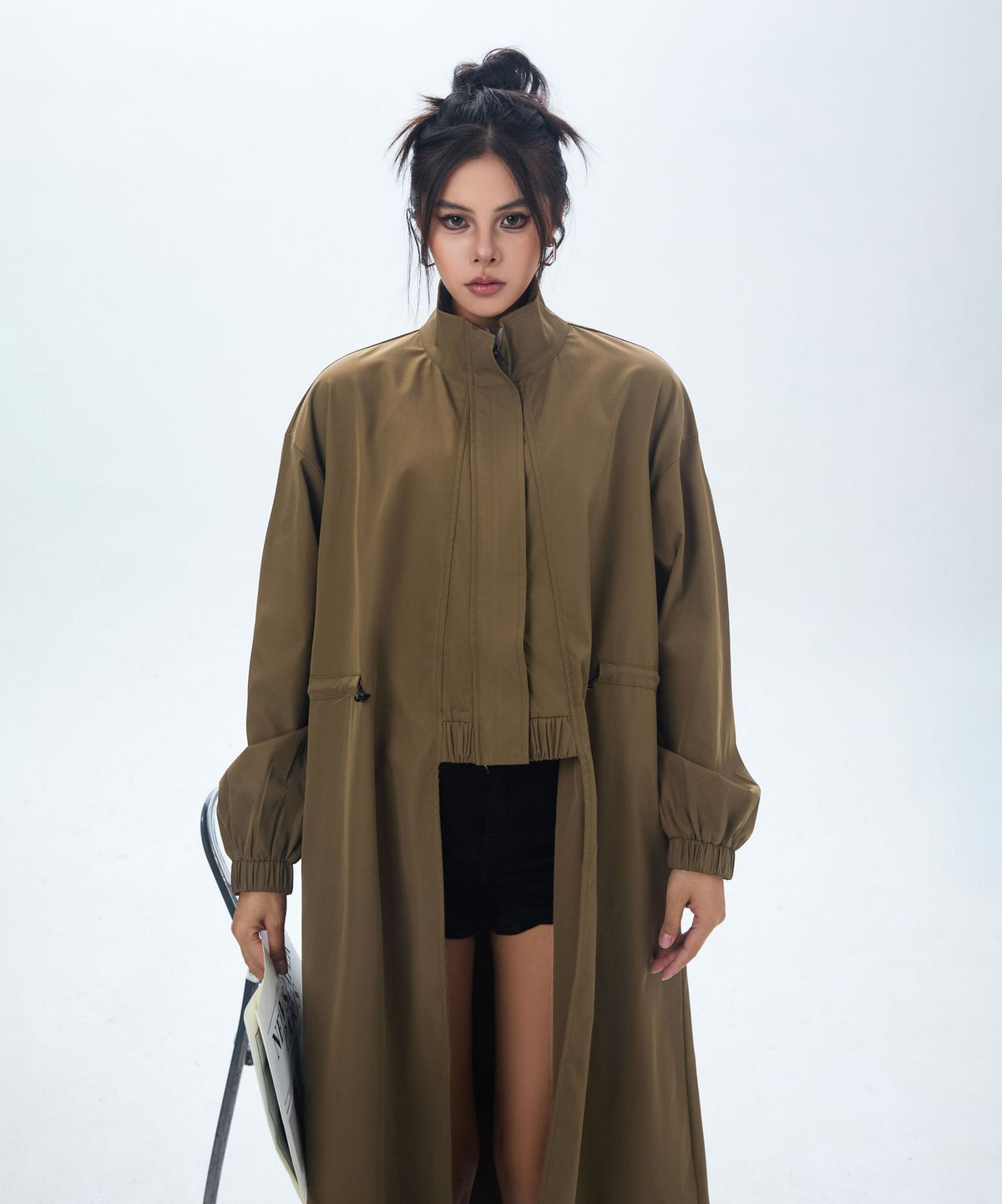 High Neck Wide Long Jacket