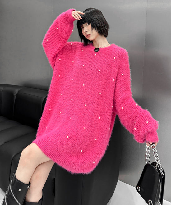 Pearl Accent Fuzzy Sweater
