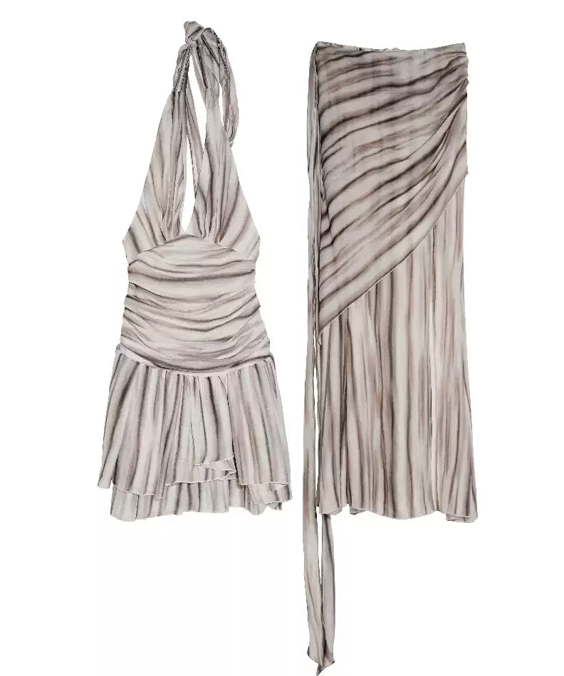 Drip Wrap Top & Layered Skirt Co-ord