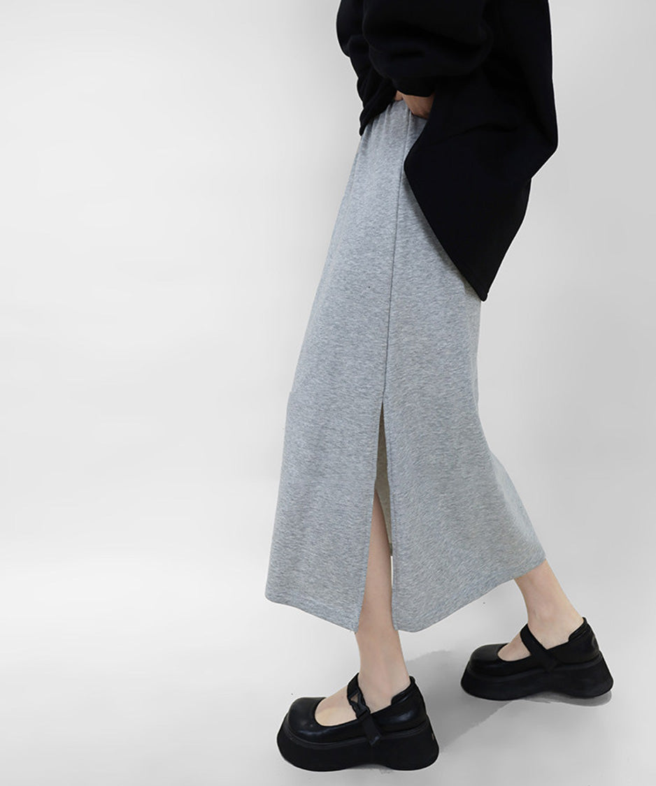 Ribbon Slit Sweat Skirt