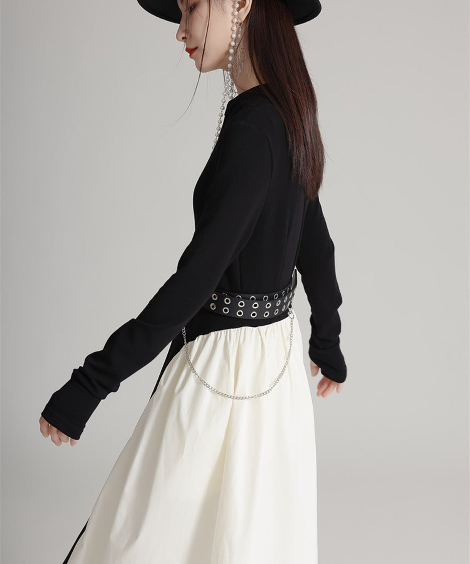 Mono Contrast Panel Dress