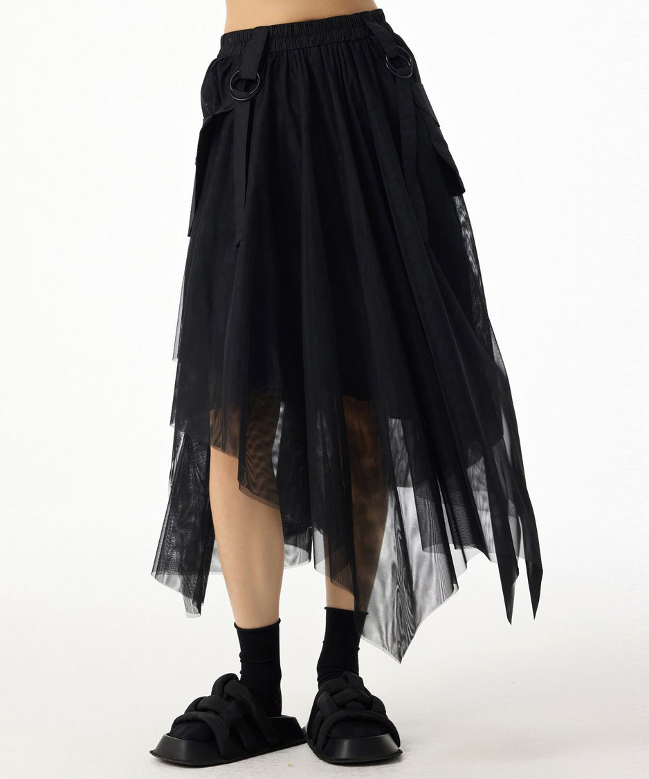 Mesh Layer Pocket Skirt