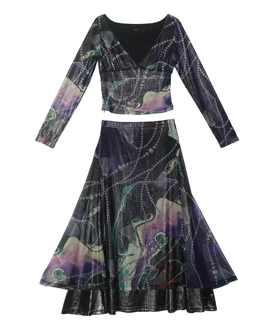 Galaxy Mesh Top＆Skirt Co-ord