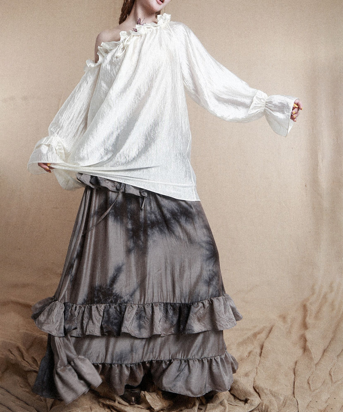 Frill Off-Shoulder Sheer Top