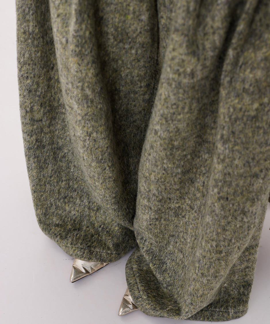 Tweed Tuck Wide Slacks