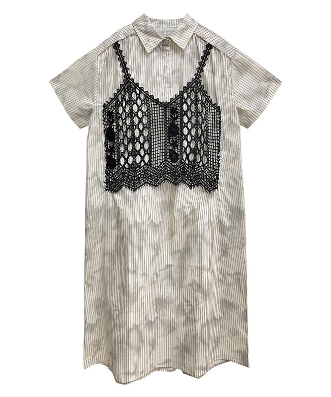 Layered Crochet Shirt Dress