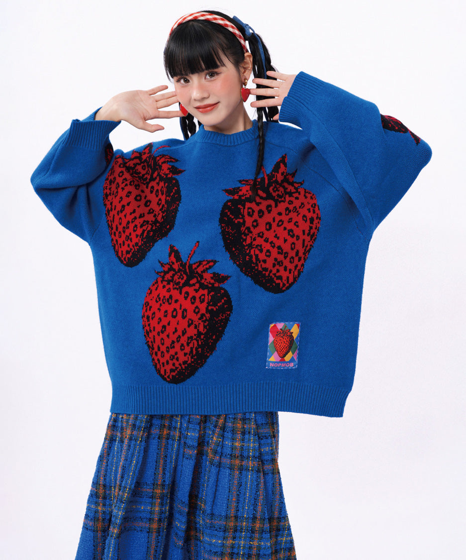 Strawberry Graphic Knit Sweater