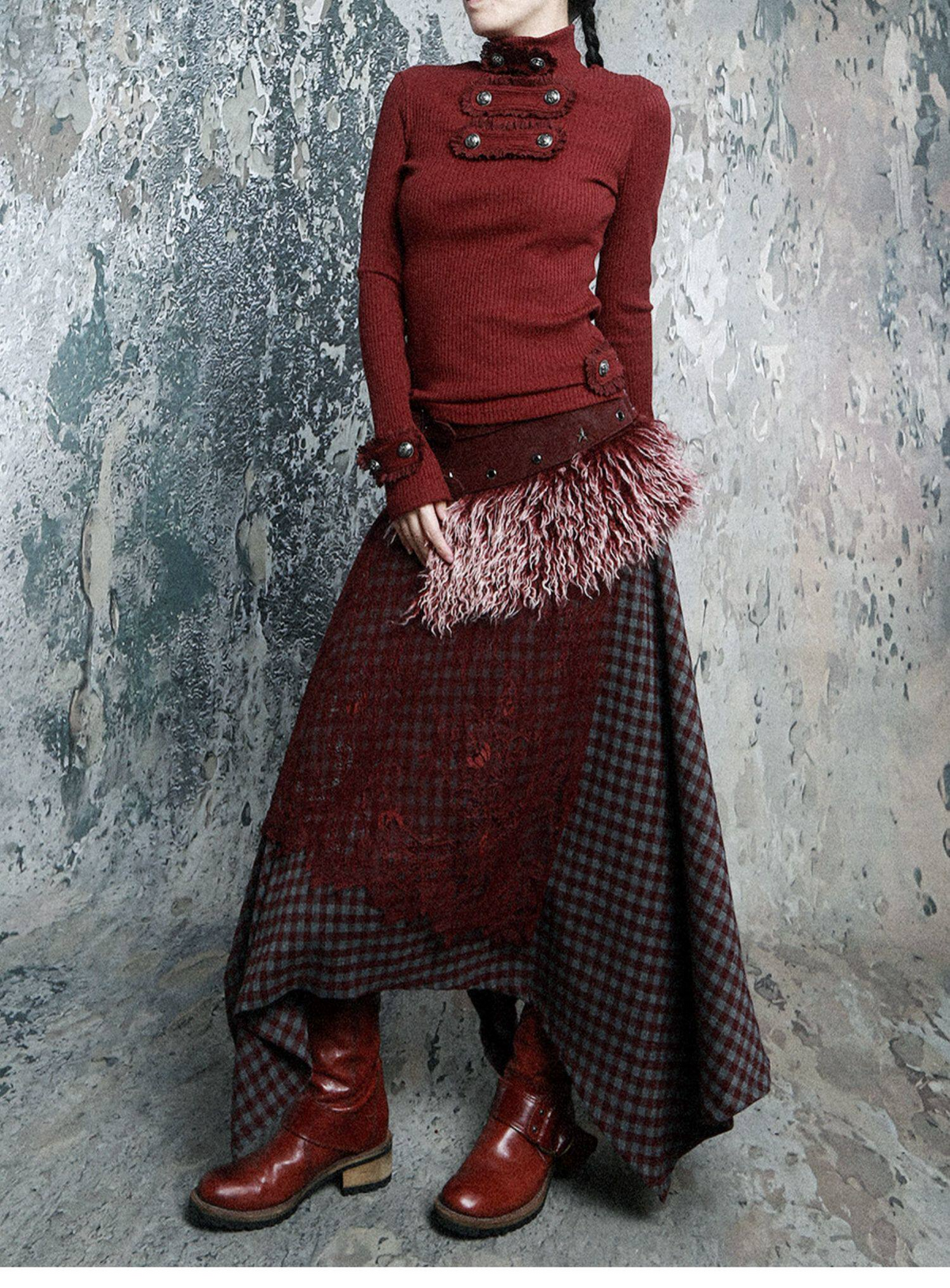 Fur Belt Handkerchief Skirt